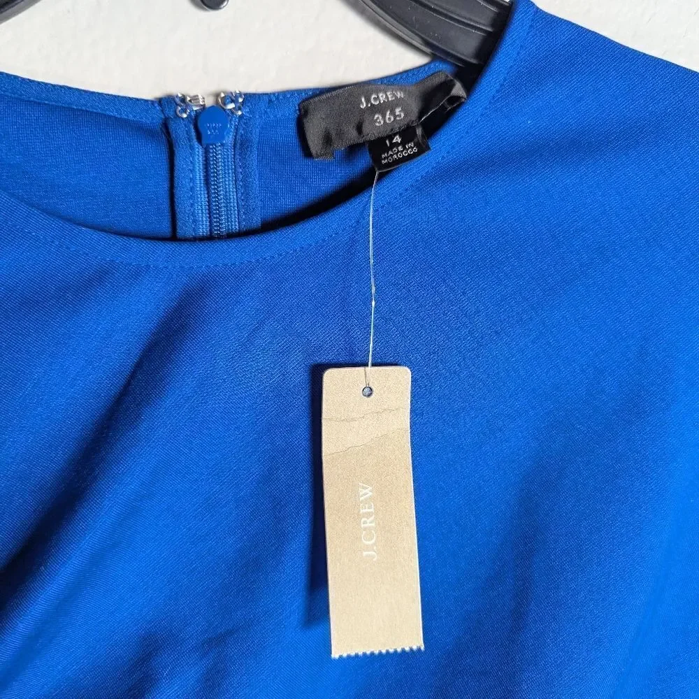 J. Crew 365 Vibrant Cobalt Blue Stretch Ponte Ruched Shift Dress Womens 14